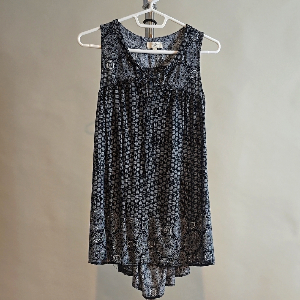 Umgee Black and White Patterned Top sz s